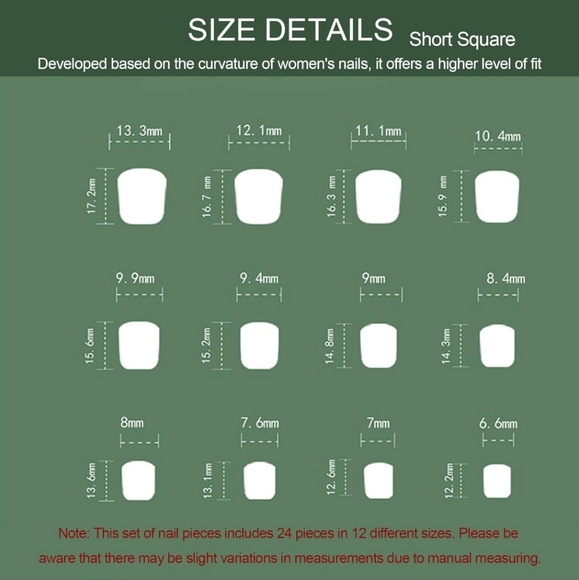 24 pcs Christmas Press On Nails Short Length Square Shape - Picture 5 of 10